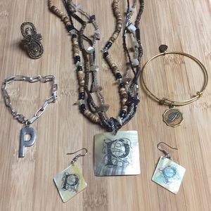 Initial P jewelry set